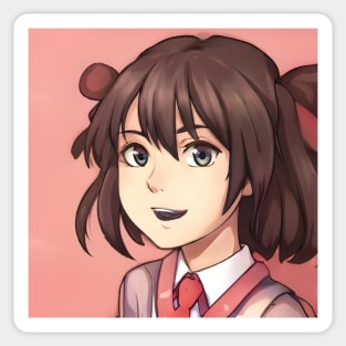 Brown Hair Anime Girl Sticker